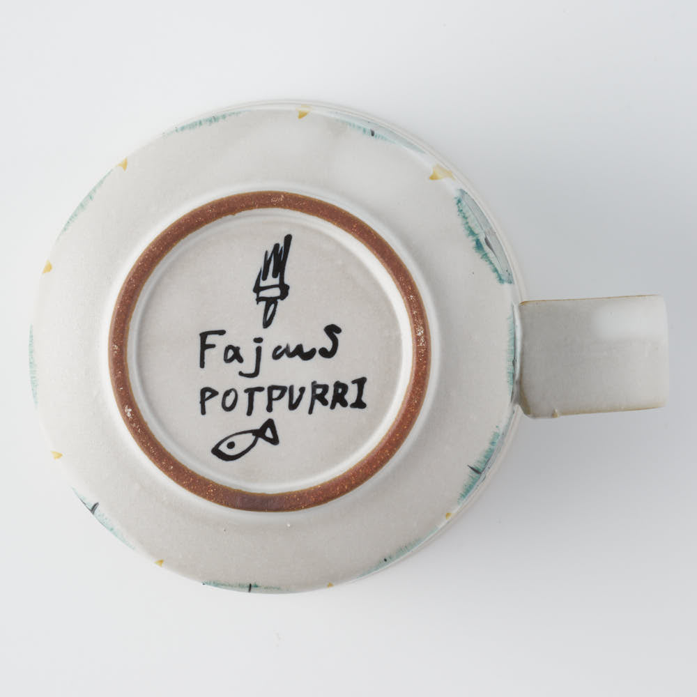 POTPURRI Fajans handpaint カップ&ソーサー Croton POTPURRI 陶磁器作家もの