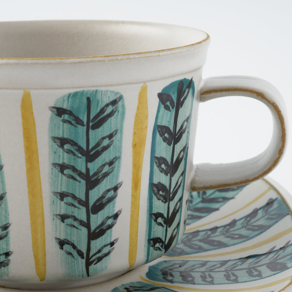 POTPURRI Fajans handpaint カップ&ソーサー Croton POTPURRI 陶磁器作家もの