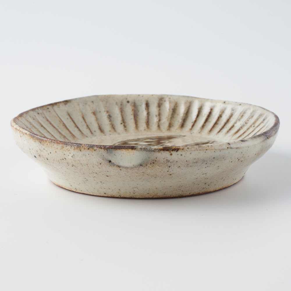 作家 マノメタカヒロ 鳥文象嵌小皿(丸)  白 作家 マノメタカヒロ 陶磁器作家もの