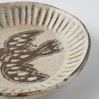 作家 マノメタカヒロ 鳥文象嵌小皿(丸)  白 作家 マノメタカヒロ 陶磁器作家もの