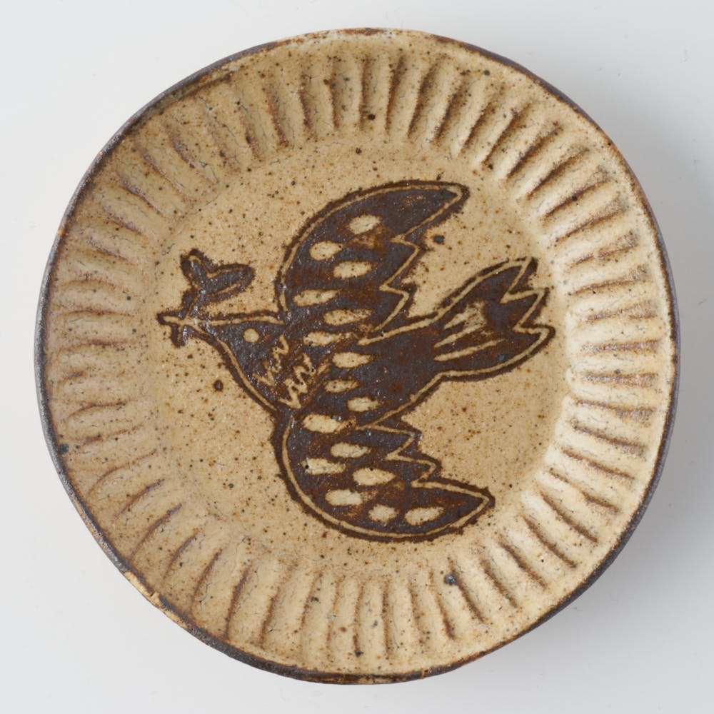 作家 マノメタカヒロ 鳥文象嵌小皿(丸)  黄 作家 マノメタカヒロ 陶磁器作家もの