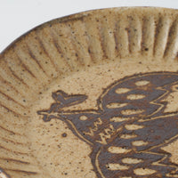 作家 マノメタカヒロ 鳥文象嵌小皿(丸)  黄 作家 マノメタカヒロ 陶磁器作家もの