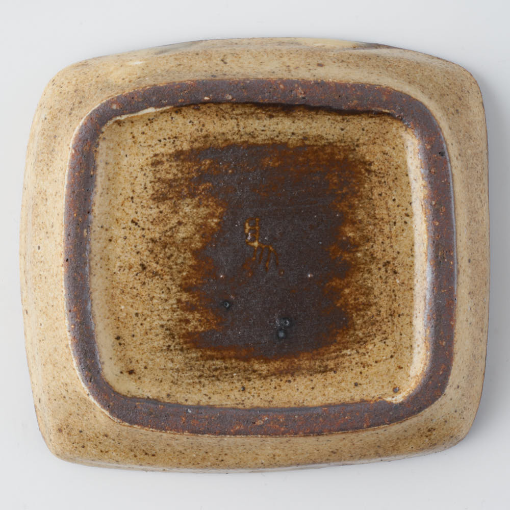 作家 マノメタカヒロ 鳥文象嵌小皿(角)  黄 作家 マノメタカヒロ 陶磁器作家もの