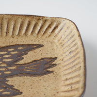 作家 マノメタカヒロ 鳥文象嵌小皿(角)  黄 作家 マノメタカヒロ 陶磁器作家もの