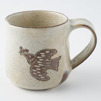 作家 マノメタカヒロ 鳥文象嵌マグカップ 白 作家 マノメタカヒロ 陶磁器作家もの
