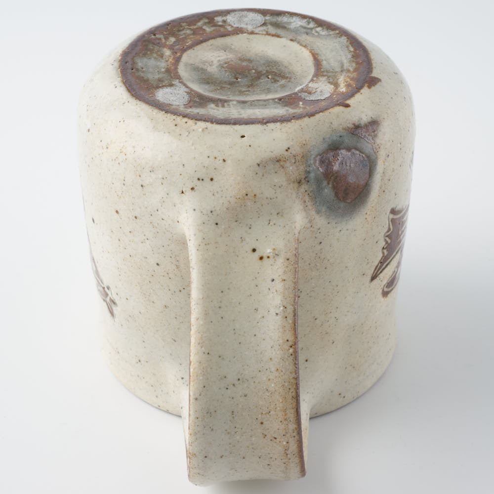 作家 マノメタカヒロ 鳥文象嵌マグカップ 白 作家 マノメタカヒロ 陶磁器作家もの