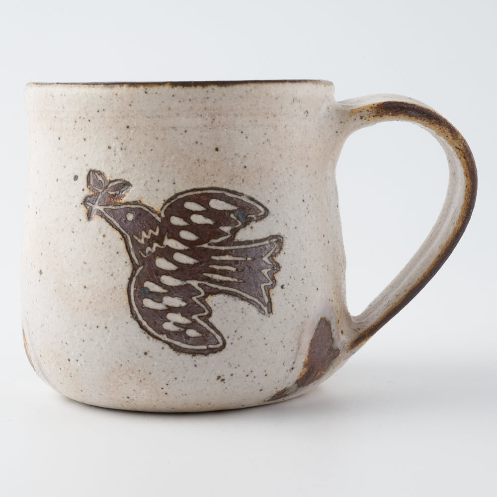 作家 マノメタカヒロ 鳥文象嵌マグカップ ピンク 作家 マノメタカヒロ 陶磁器作家もの