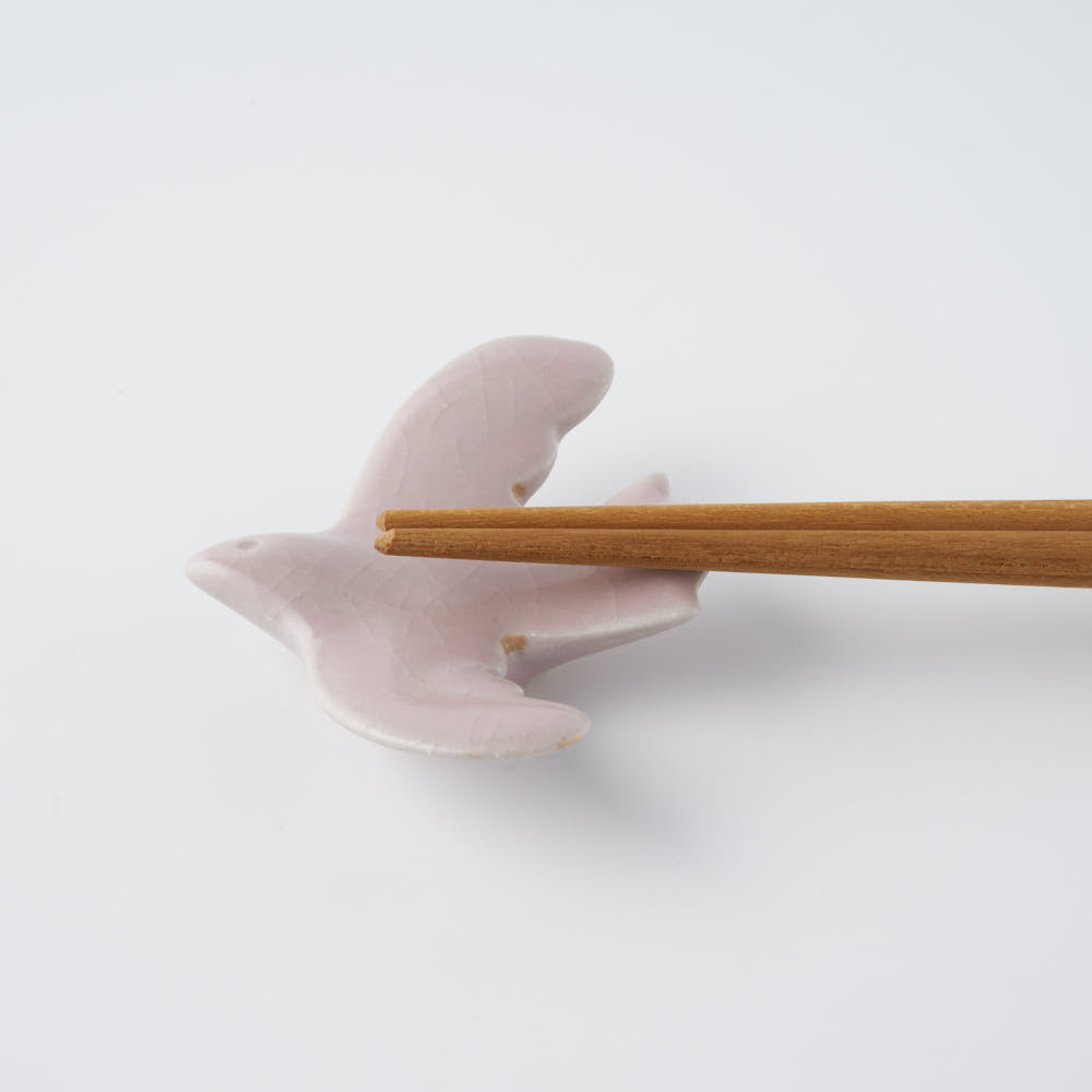 作家 マノメタカヒロ 鳥箸置き ピンク 作家 マノメタカヒロ 陶磁器作家もの