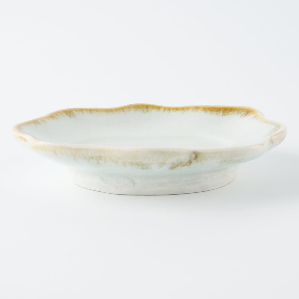 作家 水谷和音 変形小皿(灰釉) 作家 水谷和音 陶磁器作家もの