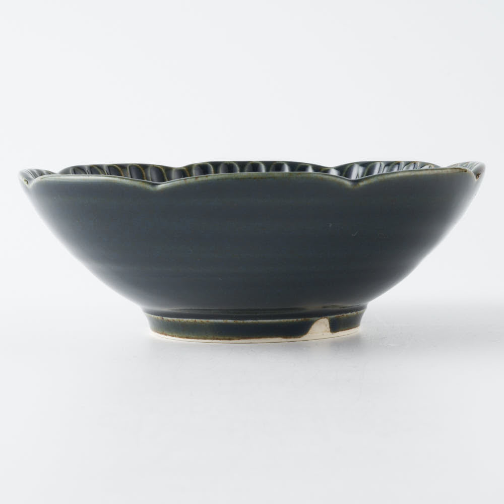 作家 水谷和音 しのぎ輪花 4寸鉢(瑠璃釉) 作家 水谷和音 陶磁器作家もの