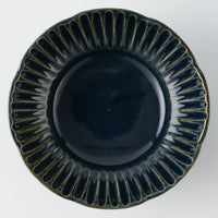 作家 水谷和音 しのぎ輪花 4寸鉢(瑠璃釉) 作家 水谷和音 陶磁器作家もの