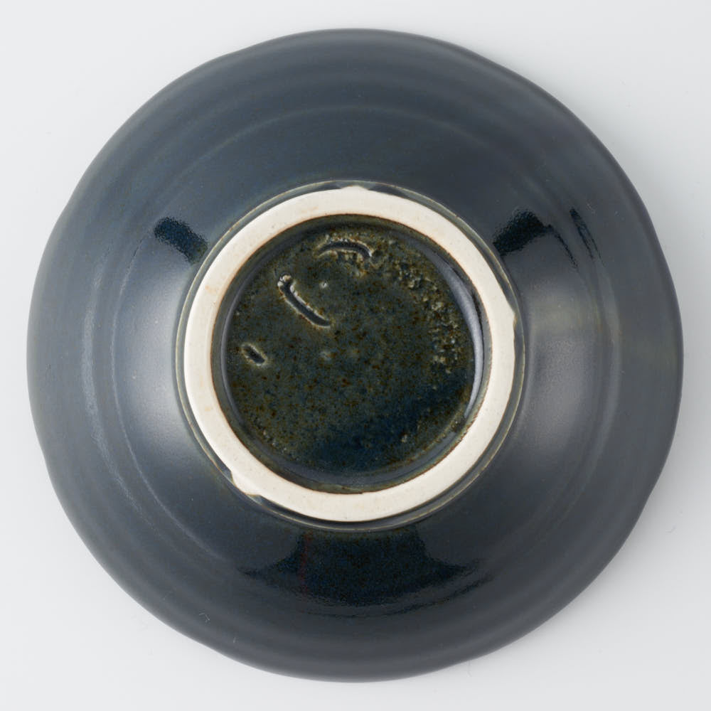 作家 水谷和音 しのぎ輪花 4寸鉢(瑠璃釉) 作家 水谷和音 陶磁器作家もの