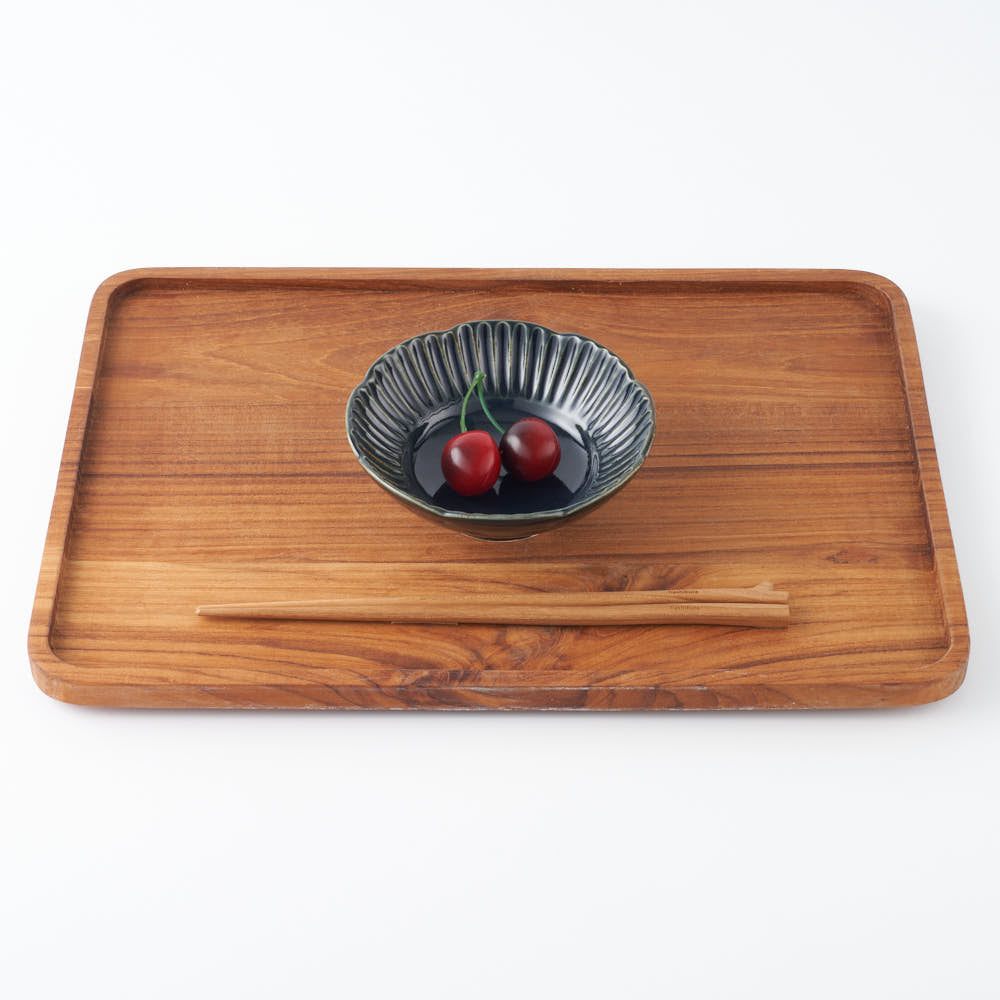 作家 水谷和音 しのぎ輪花 4寸鉢(瑠璃釉) 作家 水谷和音 陶磁器作家もの