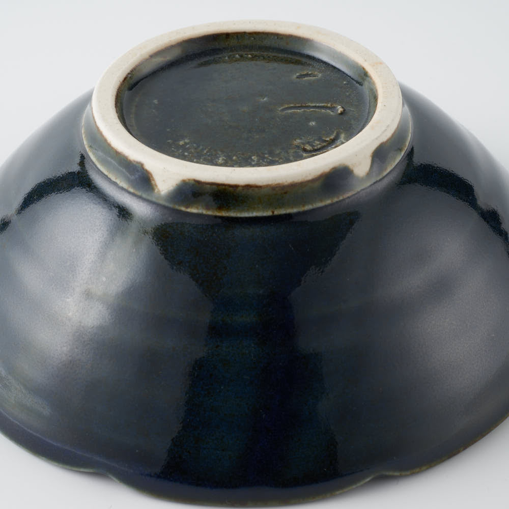 作家 水谷和音 しのぎ輪花 4寸鉢(瑠璃釉) 作家 水谷和音 陶磁器作家もの