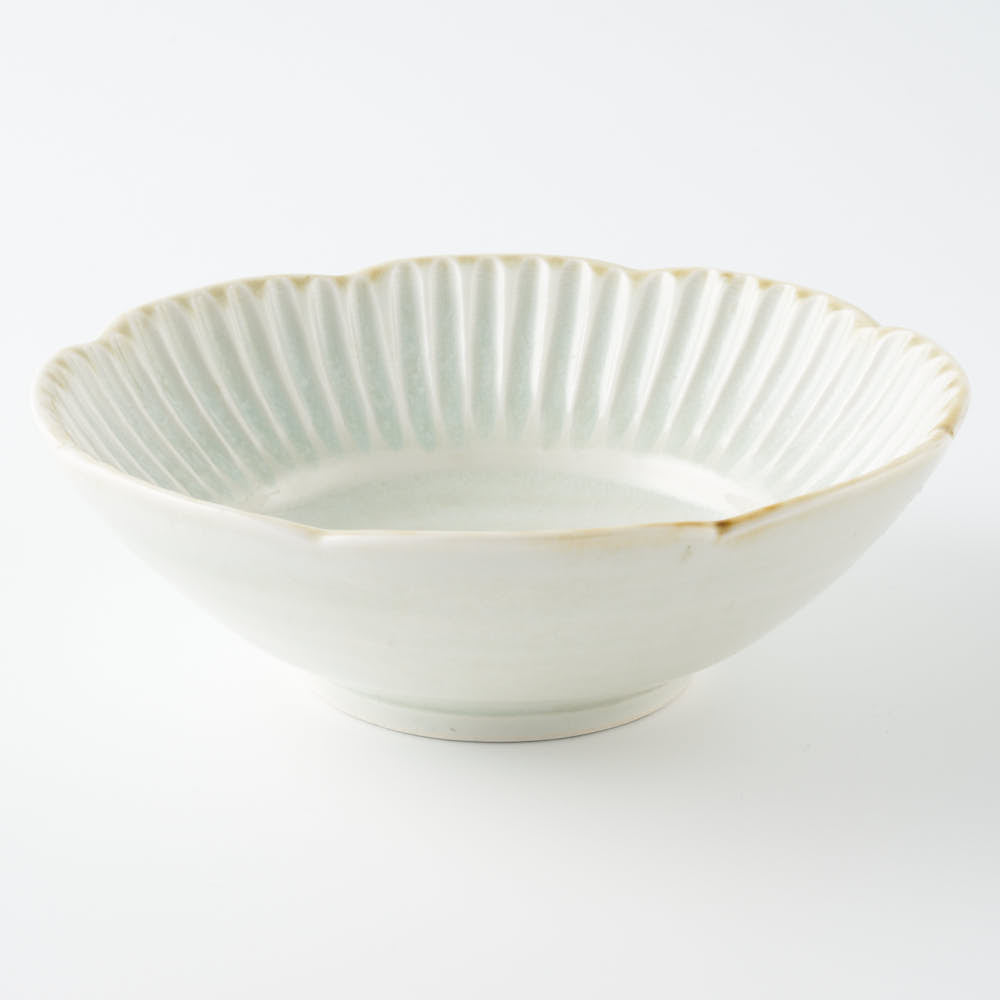 作家 水谷和音 しのぎ輪花 5寸鉢(灰釉) 作家 水谷和音 陶磁器作家もの