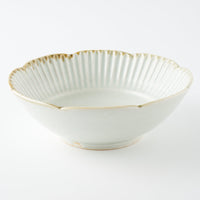 作家 水谷和音 しのぎ輪花 6寸鉢(灰釉) 作家 水谷和音 陶磁器作家もの