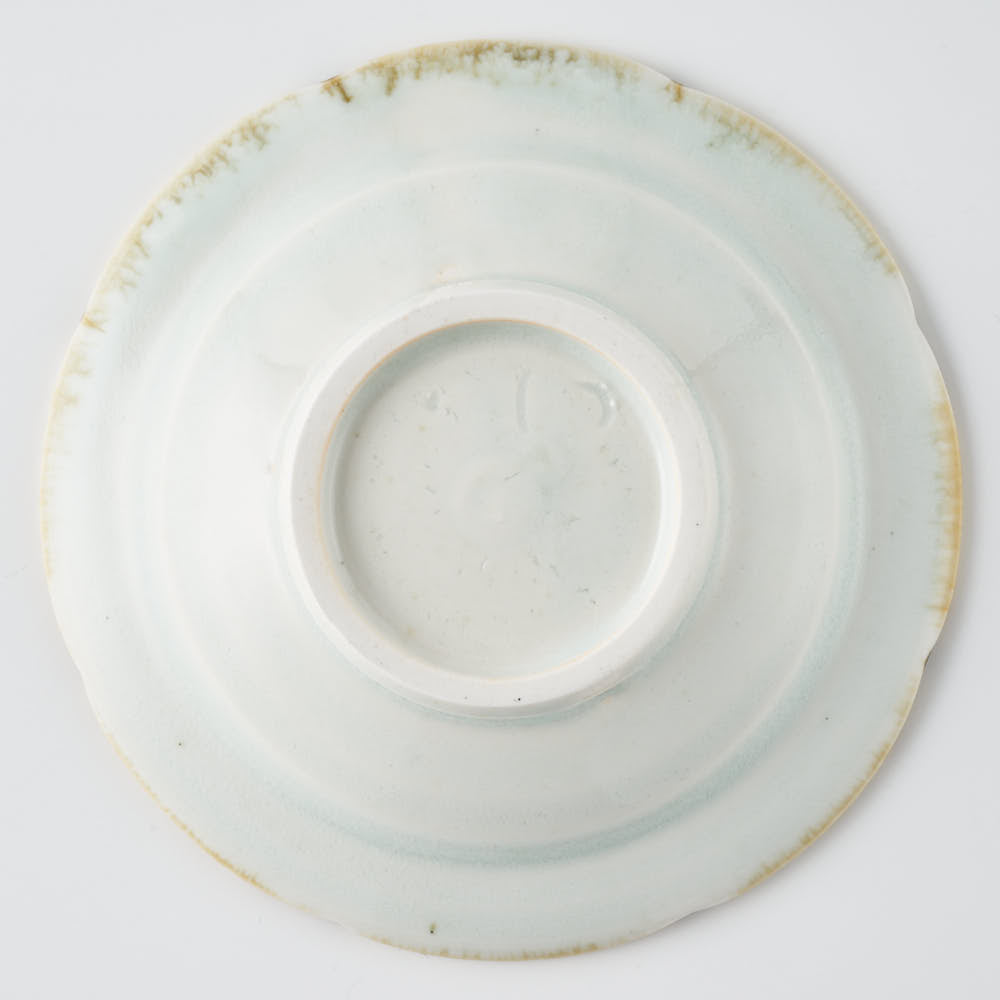 作家 水谷和音 しのぎ輪花 4寸リム皿(灰釉) 作家 水谷和音 陶磁器作家もの