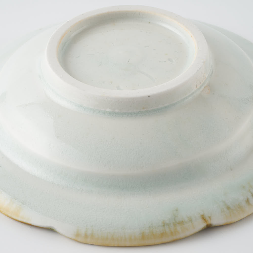 作家 水谷和音 しのぎ輪花 4寸リム皿(灰釉) 作家 水谷和音 陶磁器作家もの