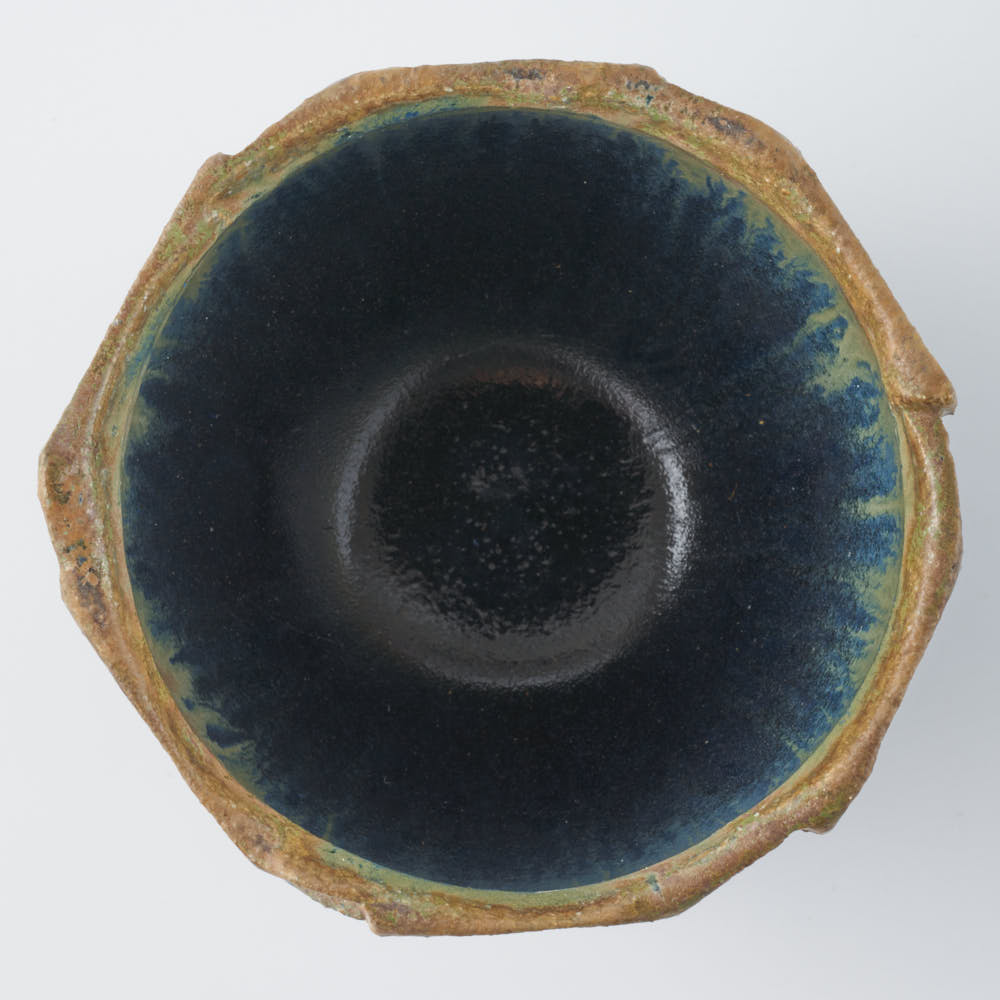 作家 山本一仁 紺碧釉 面取フリーカップ 作家 山本一仁 陶磁器作家もの