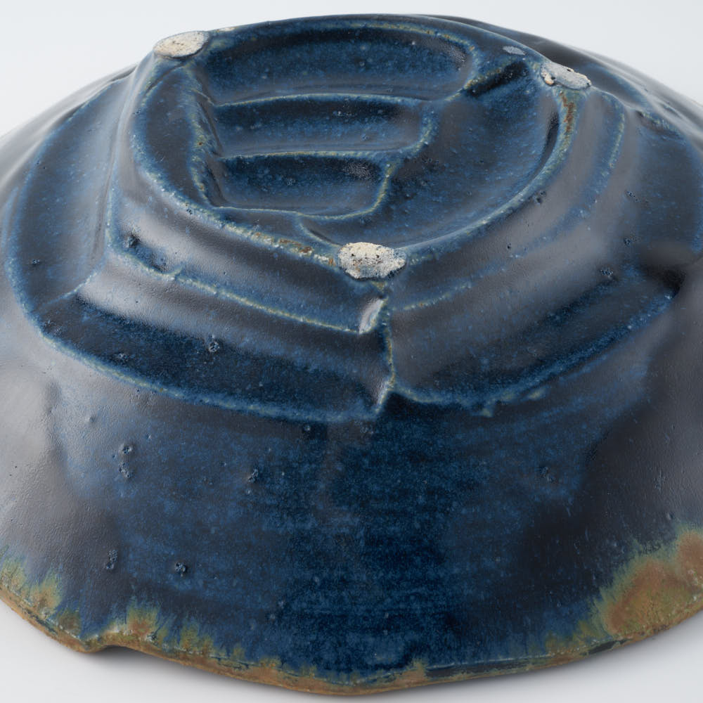 作家 山本一仁 紺碧釉 面取8寸鉢 作家 山本一仁 陶磁器作家もの