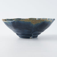 作家 山本一仁 紺碧釉 面取5寸鉢 作家 山本一仁 陶磁器作家もの