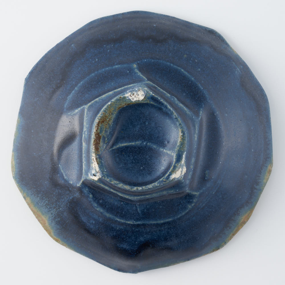 作家 山本一仁 紺碧釉 面取5寸鉢 作家 山本一仁 陶磁器作家もの