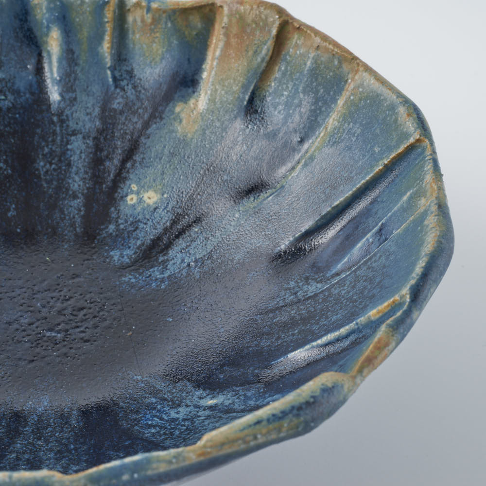 作家 山本一仁 紺碧釉 面取5寸鉢 作家 山本一仁 陶磁器作家もの