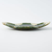 作家 山本一仁 織部釉 ストライプ丸十字皿 小 作家 山本一仁 陶磁器作家もの