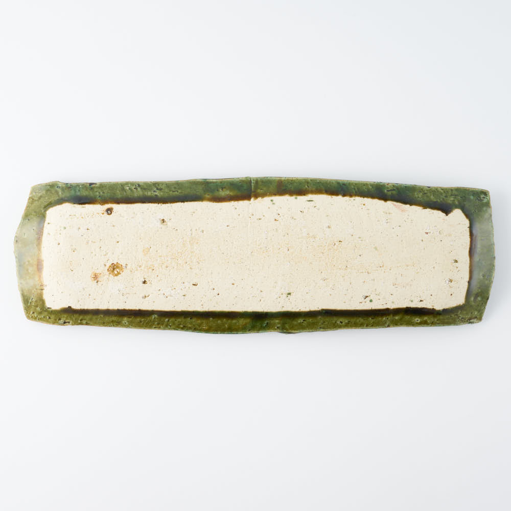 作家 山本一仁 織部釉 長皿 作家 山本一仁 陶磁器作家もの