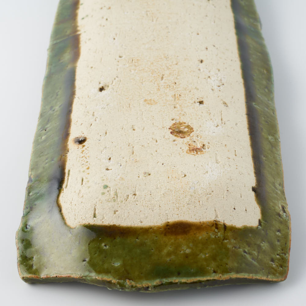 作家 山本一仁 織部釉 長皿 作家 山本一仁 陶磁器作家もの