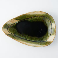 作家 山本一仁 織部釉 ストライプ玉子鉢 作家 山本一仁 陶磁器作家もの