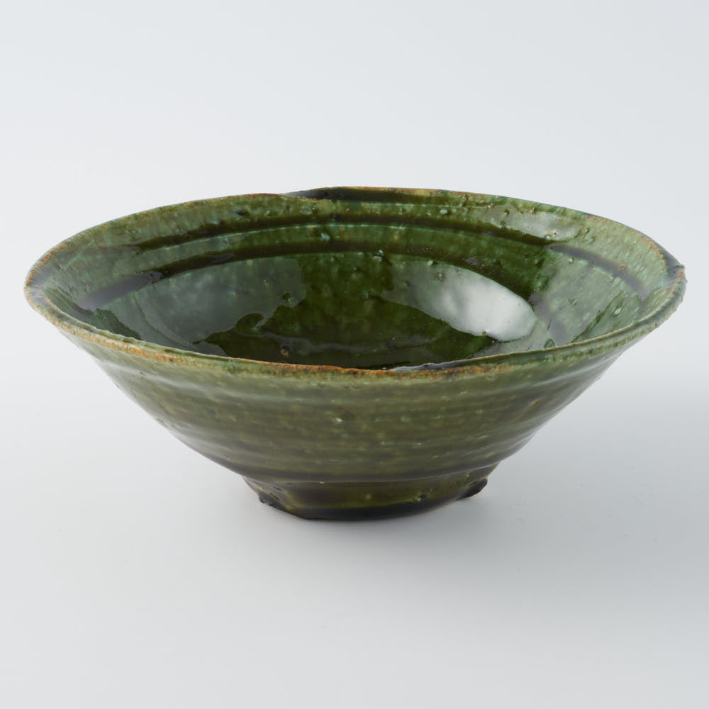 作家 山本一仁 織部釉 5.5寸鉢 作家 山本一仁 陶磁器作家もの