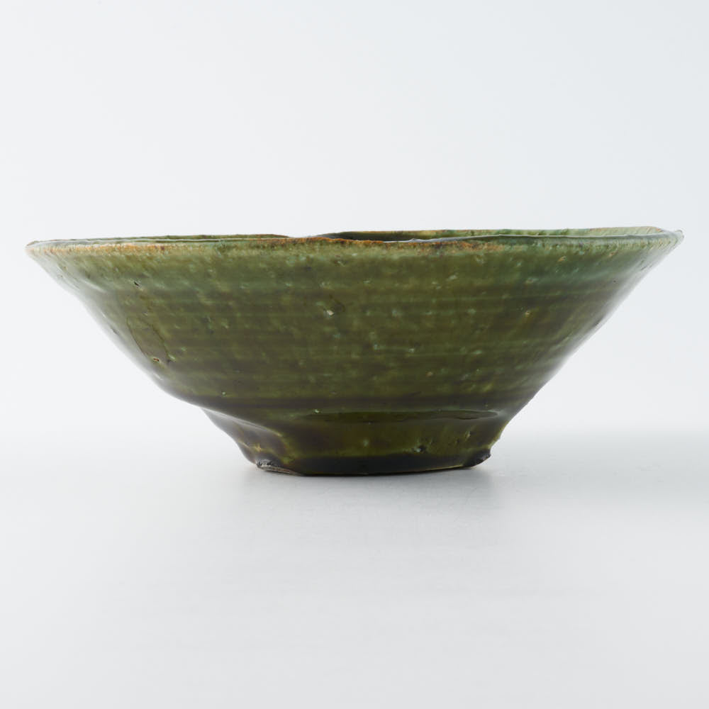 作家 山本一仁 織部釉 5.5寸鉢 作家 山本一仁 陶磁器作家もの