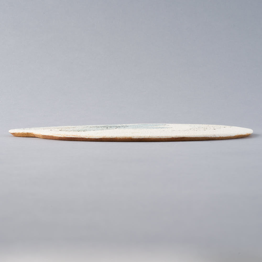 hapun pottery フラットプレート フラワー 大 青 hapun pottery 陶磁器作家もの