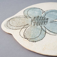 hapun pottery フラットプレート フラワー 大 青 hapun pottery 陶磁器作家もの