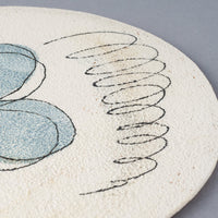 hapun pottery フラットプレート フラワー 大 青 hapun pottery 陶磁器作家もの