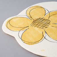 hapun pottery フラットプレート フラワー 大 黄 hapun pottery 陶磁器作家もの