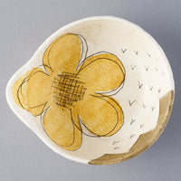 hapun pottery ボウル フラワー 黄 hapun pottery 陶磁器作家もの