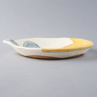 hapun pottery パスタ・カレー皿 フラワー 青 hapun pottery 陶磁器作家もの