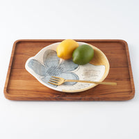 hapun pottery パスタ・カレー皿 フラワー 青 hapun pottery 陶磁器作家もの