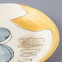 hapun pottery パスタ・カレー皿 フラワー 青 hapun pottery 陶磁器作家もの