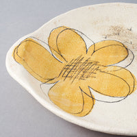 hapun pottery パスタ・カレー皿 フラワー 黄 hapun pottery 陶磁器作家もの