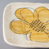 hapun pottery 変形プレート フラワー 黄 hapun pottery 陶磁器作家もの