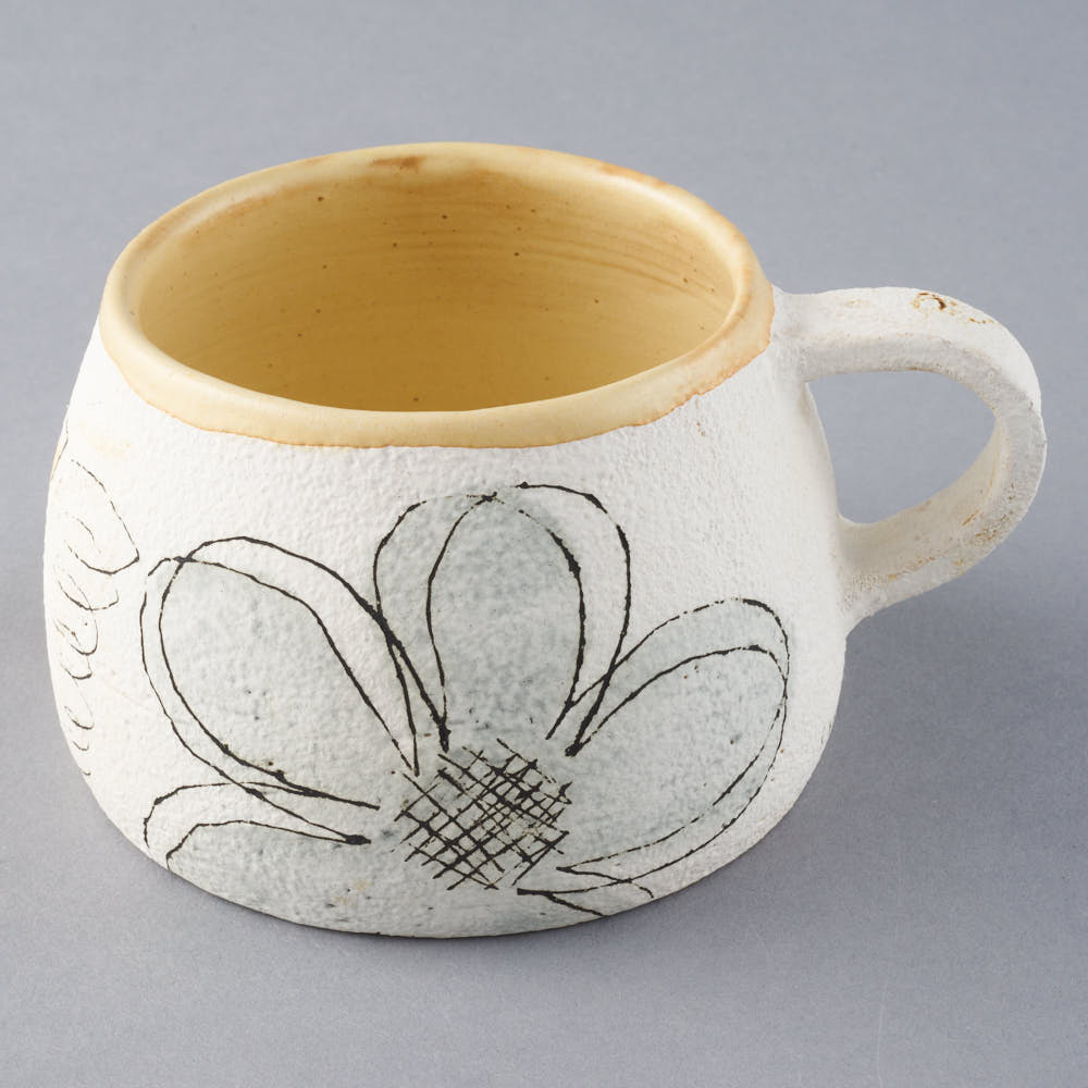 hapun pottery カップ フラワー 青 hapun pottery 陶磁器作家もの