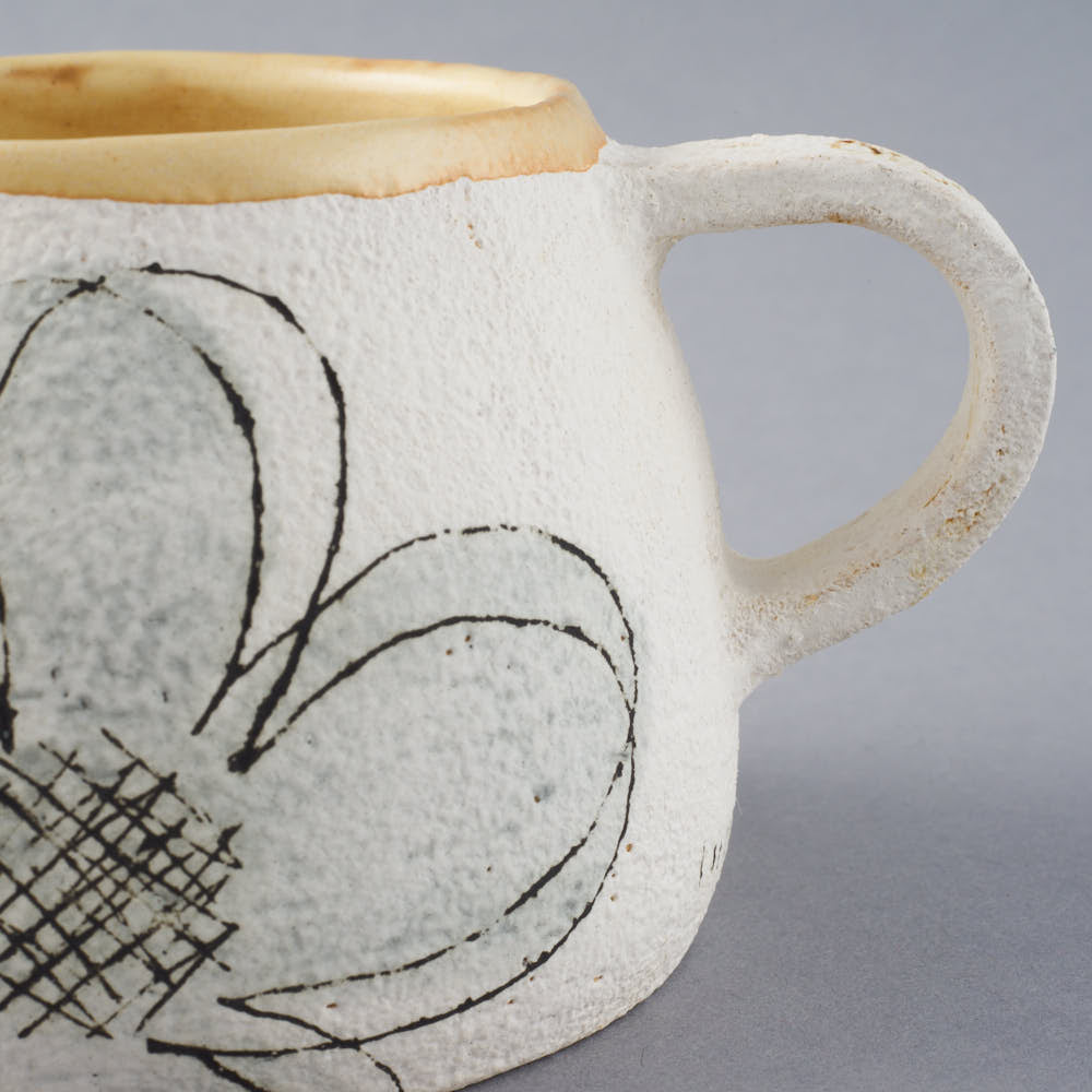 hapun pottery カップ フラワー 青 hapun pottery 陶磁器作家もの