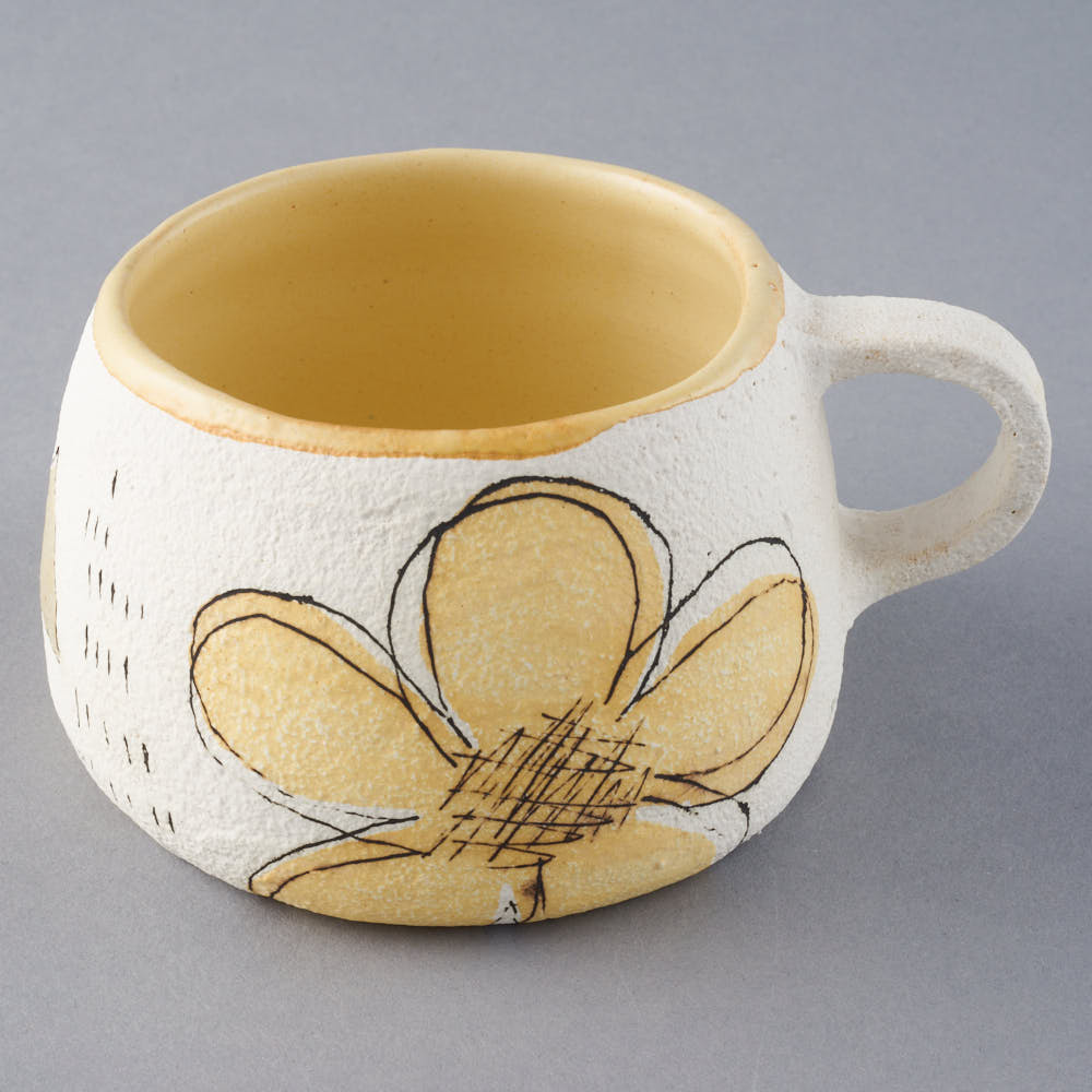 hapun pottery カップ フラワー 黄 hapun pottery 陶磁器作家もの