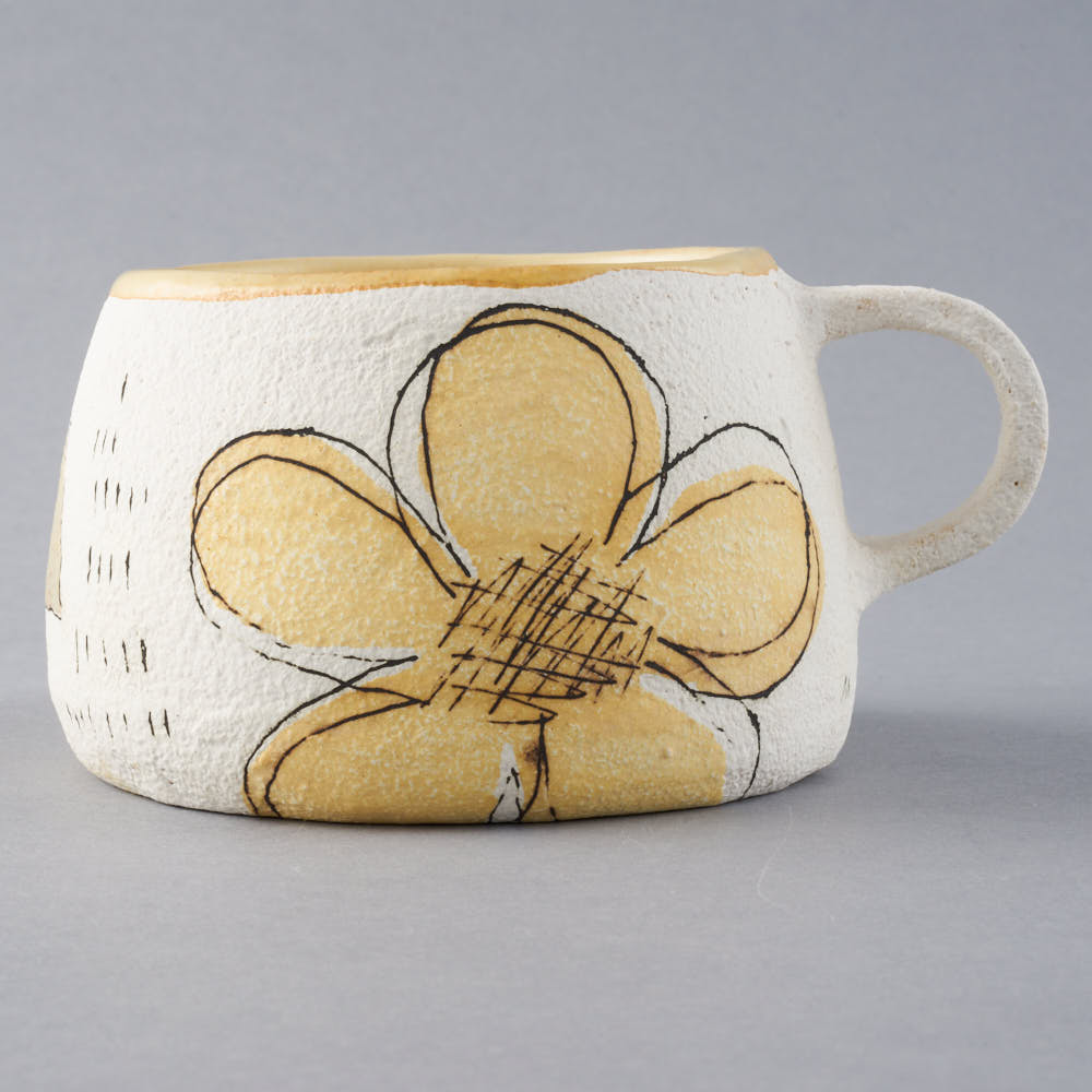 hapun pottery カップ フラワー 黄 hapun pottery 陶磁器作家もの