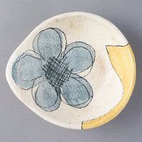 hapun pottery 小鉢 フラワー 青 hapun pottery 陶磁器作家もの