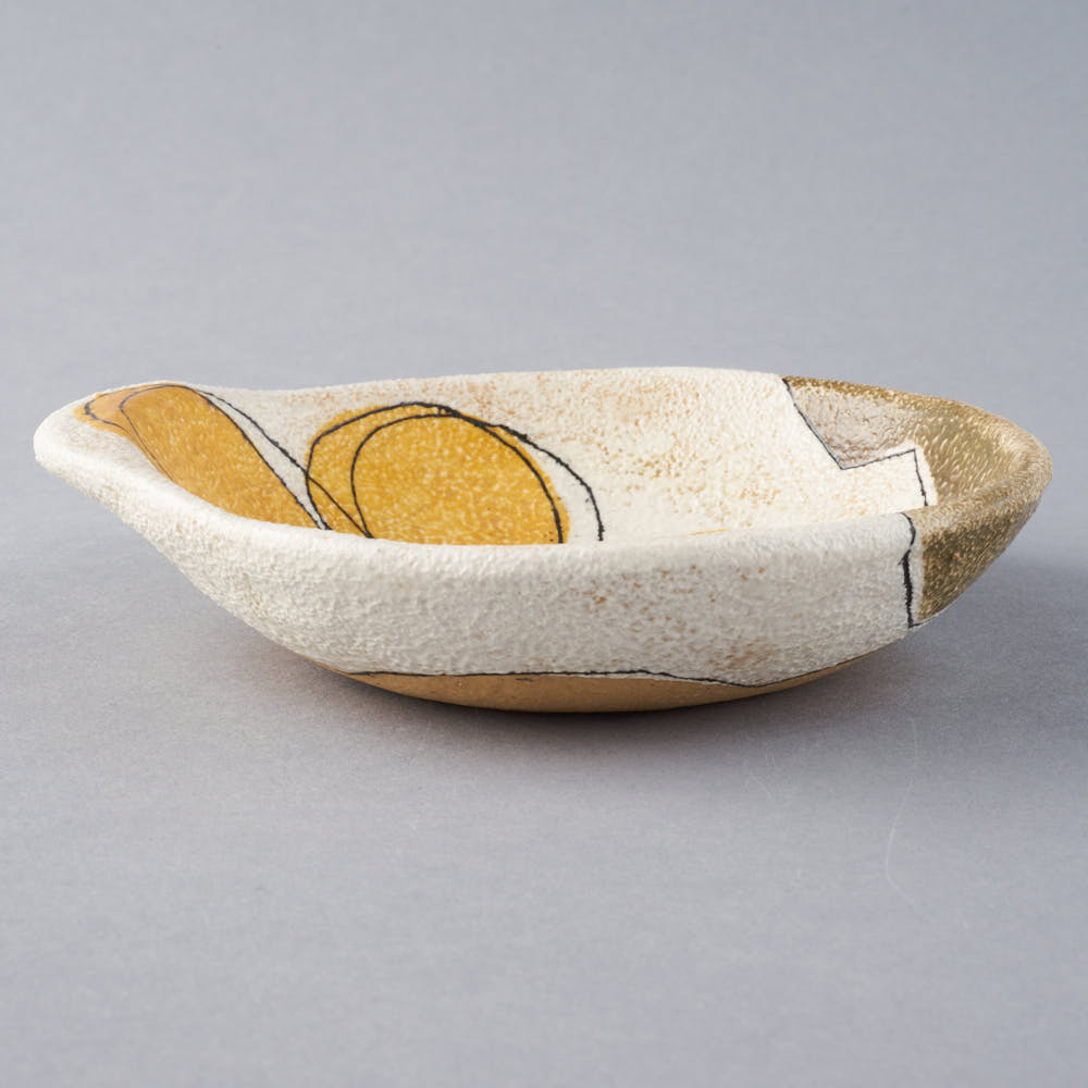 hapun pottery 小鉢 フラワー 黄 hapun pottery 陶磁器作家もの