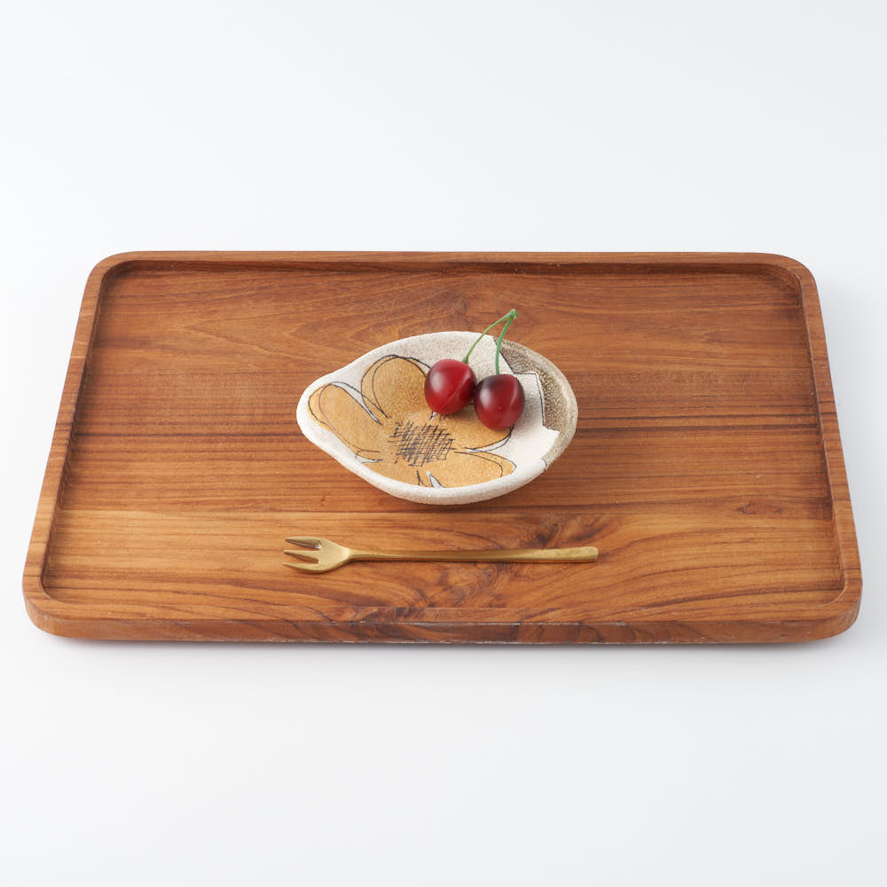 hapun pottery 小鉢 フラワー 黄 hapun pottery 陶磁器作家もの